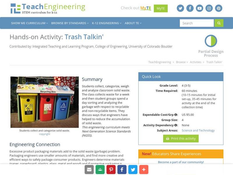 Teach Engineering: Trash Talkin' Activity Teach Engineering: Trash Talkin' Activity