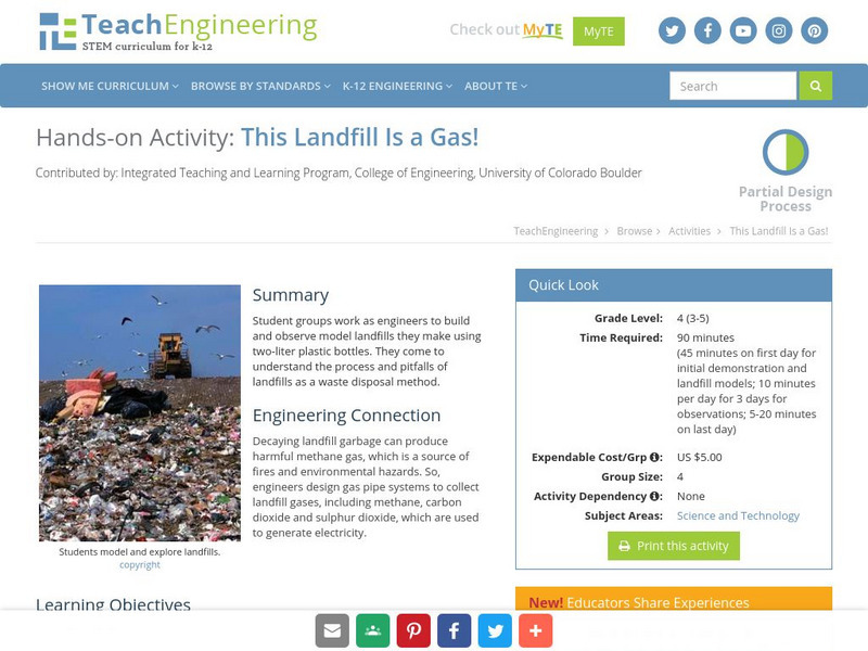 Teach Engineering: This Landfill Is a Gas! Activity Teach Engineering: This Landfill Is a Gas! Activity