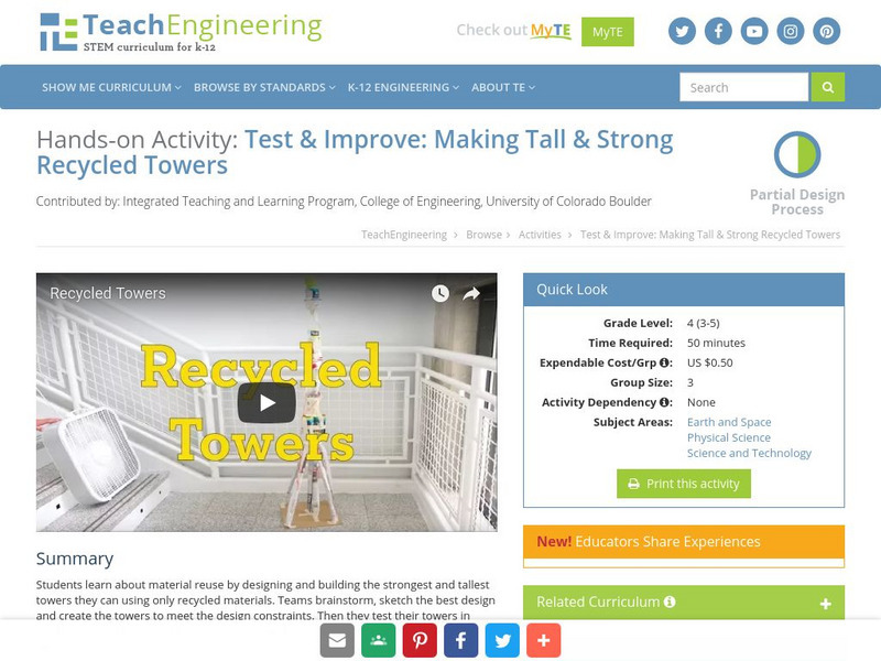 Teach Engineering: Recycled Towers Activity Teach Engineering: Recycled Towers Activity