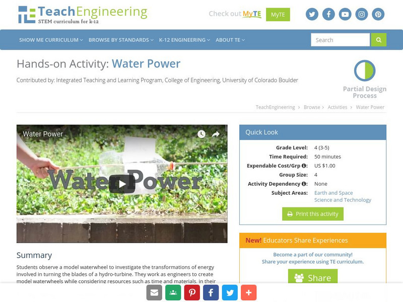 Teach Engineering: Water Power Activity Teach Engineering: Water Power Activity
