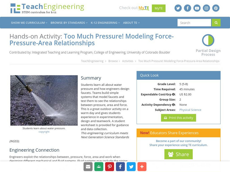 Teach Engineering: Too Much Pressure! Activity Teach Engineering: Too Much Pressure! Activity