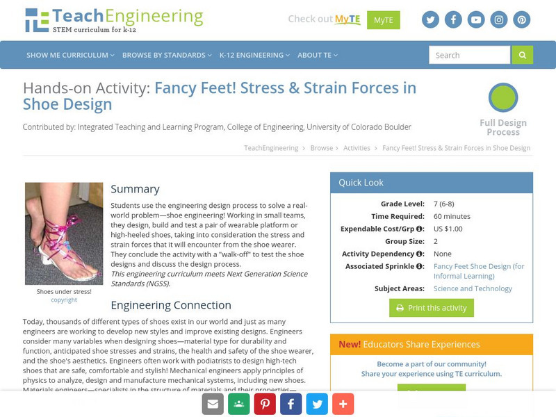 Teach Engineering: Fancy Feet Activity Teach Engineering: Fancy Feet Activity