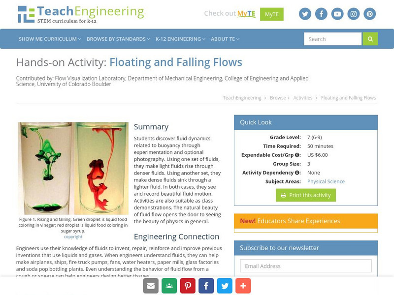 Teach Engineering: Floating and Falling Flows Activity