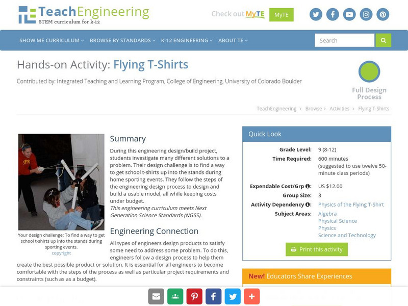 Teach Engineering: Flying T Shirts Activity Teach Engineering: Flying T Shirts Activity