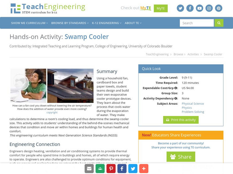 Teach Engineering: Swamp Cooler Activity Teach Engineering: Swamp Cooler Activity