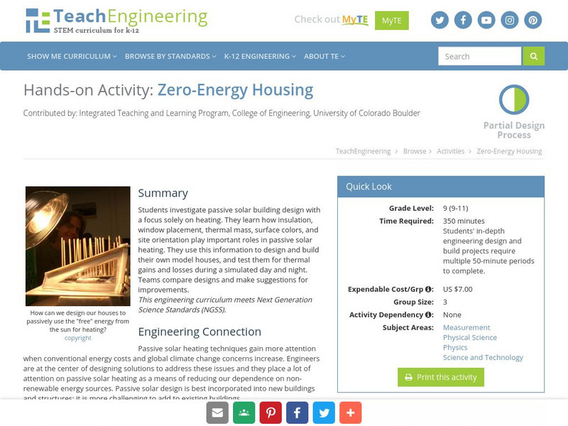 Teach Engineering: Zero Energy Housing Activity Teach Engineering: Zero Energy Housing Activity