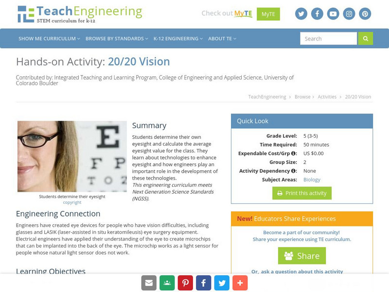 Teach Engineering: 20/20 Vision Activity Teach Engineering: 20/20 Vision Activity