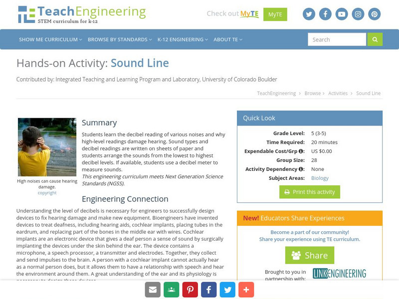 Teach Engineering: Sound Line Activity Teach Engineering: Sound Line Activity