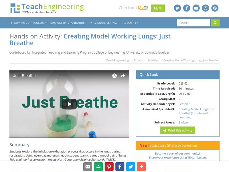 Teach Engineering: Just Breathe Activity Teach Engineering: Just Breathe Activity