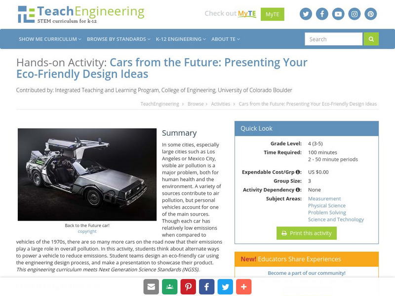 Teach Engineering: Cars From the Future Activity Teach Engineering: Cars From the Future Activity