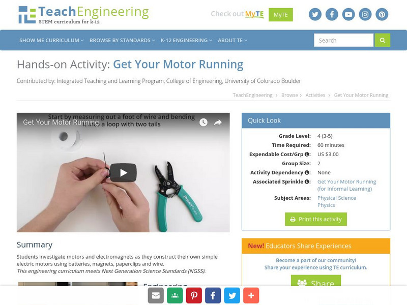 Teach Engineering: Get Your Motor Running Activity Teach Engineering: Get Your Motor Running Activity