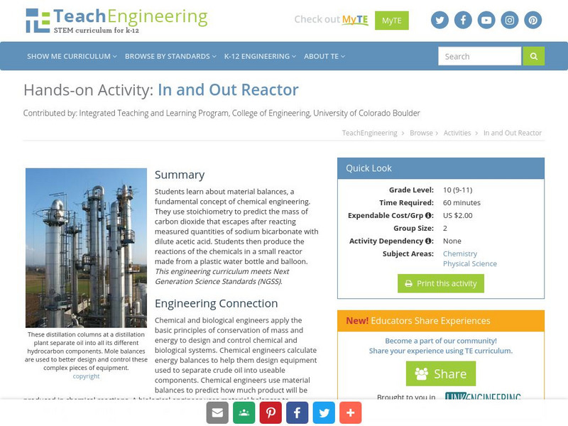 Teach Engineering: In and Out Reactor Activity Teach Engineering: In and Out Reactor Activity