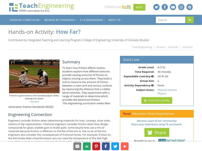 Teach Engineering: How Far? Activity Teach Engineering: How Far? Activity