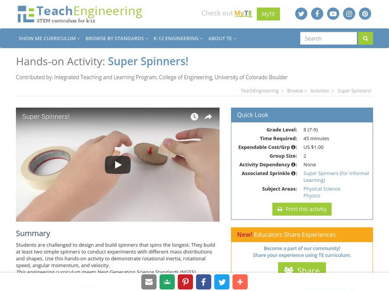 Teach Engineering: Super Spinners! Activity Teach Engineering: Super Spinners! Activity