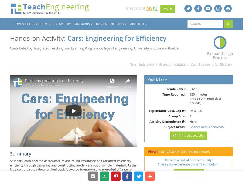 Teach Engineering: Cars: Engineering for Efficiency Activity Teach Engineering: Cars: Engineering for Efficiency Activity