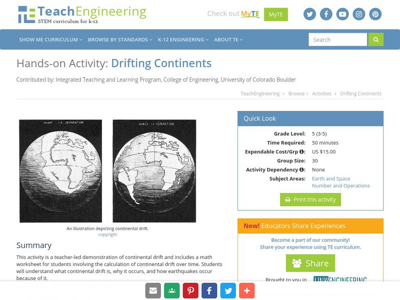 Teach Engineering: Drifting Continents Activity Teach Engineering: Drifting Continents Activity