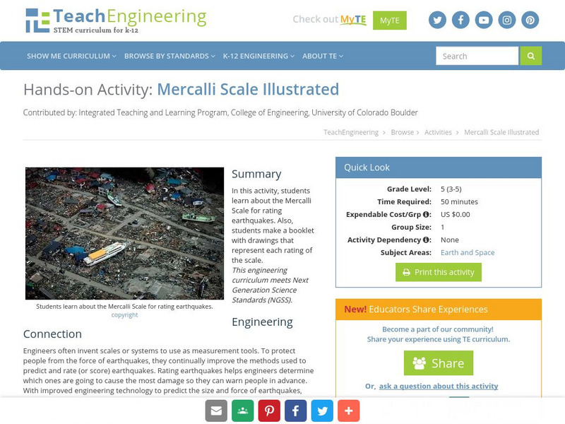 Teach Engineering: Mercalli Scale Illustrated Activity Teach Engineering: Mercalli Scale Illustrated Activity
