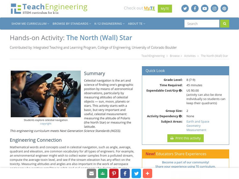 Teach Engineering: The North (Wall) Star Activity Teach Engineering: The North (Wall) Star Activity
