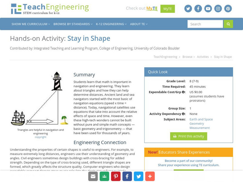 Teach Engineering: Stay in Shape Activity Teach Engineering: Stay in Shape Activity