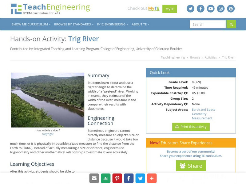 Teach Engineering: Trig River Activity