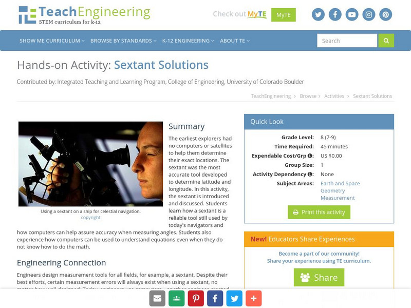 Teach Engineering: Sextant Solutions Activity Teach Engineering: Sextant Solutions Activity