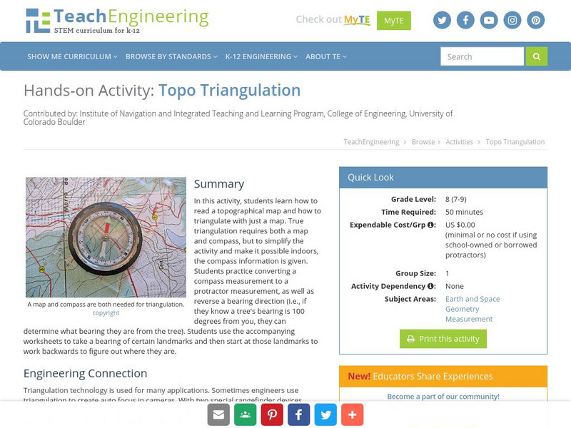 Teach Engineering: Topo Triangulation Activity Teach Engineering: Topo Triangulation Activity