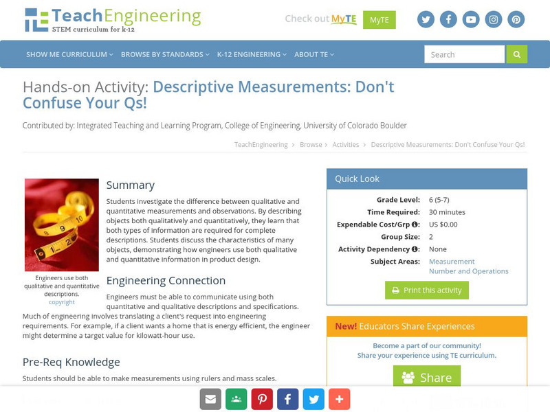 Teach Engineering: Don't Confuse Your Qs! Activity