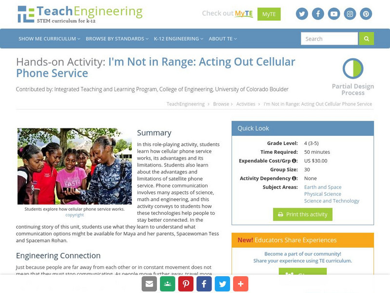 Teach Engineering: I'm Not in Range Activity Teach Engineering: I'm Not in Range Activity