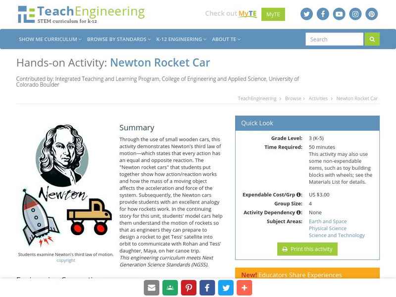 Teach Engineering: Newton Rocket Car Activity