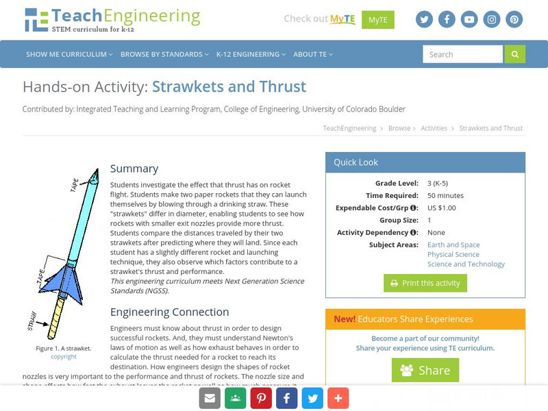 Teach Engineering: Strawkets and Thrust Activity Teach Engineering: Strawkets and Thrust Activity