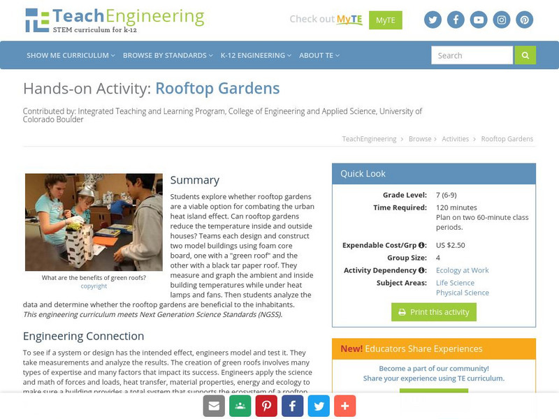 Teach Engineering: Rooftop Gardens Activity Teach Engineering: Rooftop Gardens Activity