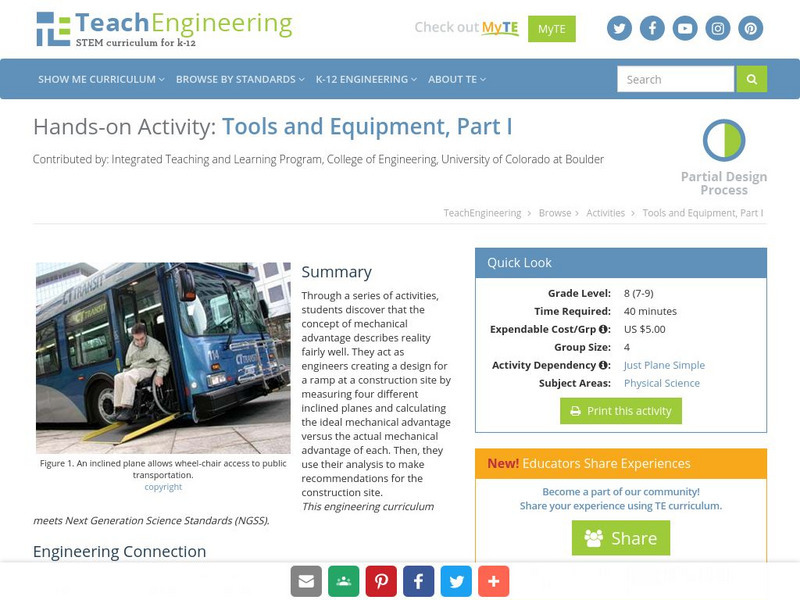 Teach Engineering: Tools and Equipment, Part I Activity Teach Engineering: Tools and Equipment, Part I Activity