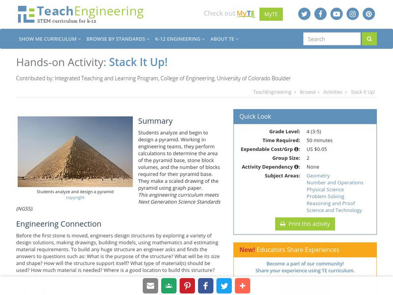 Teach Engineering: Stack It Up! Activity