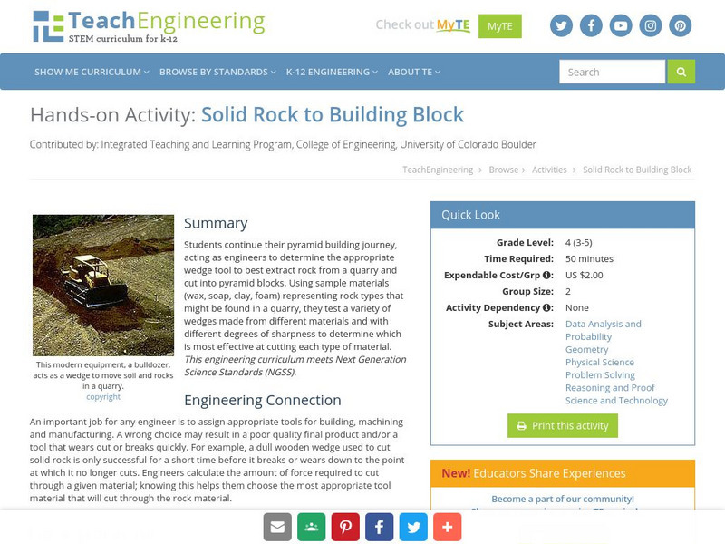 Teach Engineering: Solid Rock to Building Block Activity