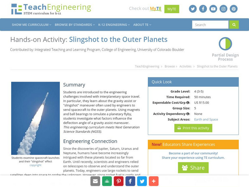 Teach Engineering: Slingshot to the Outer Planets Activity Teach Engineering: Slingshot to the Outer Planets Activity