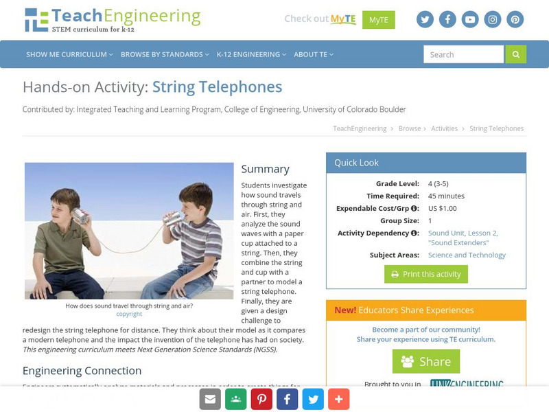Teach Engineering: String Telephones Activity Teach Engineering: String Telephones Activity