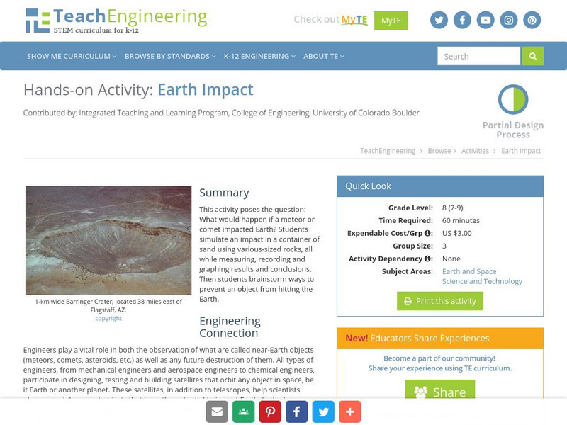 Teach Engineering: Earth Impact Activity Teach Engineering: Earth Impact Activity