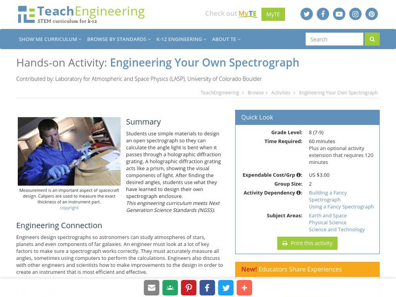Teach Engineering: Engineering Your Own Spectrograph Activity