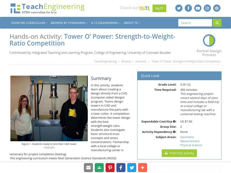 Teach Engineering: Tower O' Power Activity Teach Engineering: Tower O' Power Activity