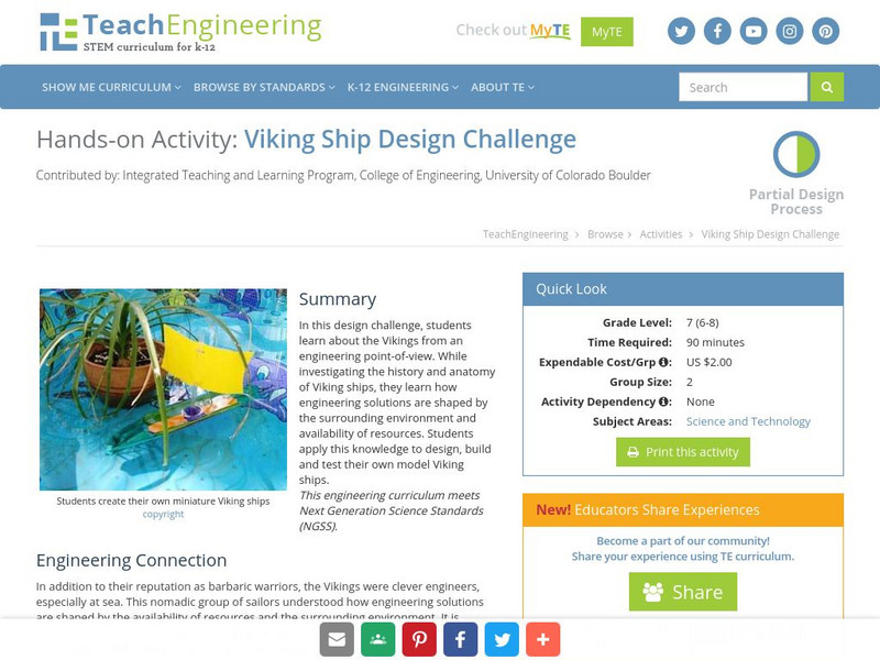 Teach Engineering: Viking Ship Design Challenge Activity Teach Engineering: Viking Ship Design Challenge Activity