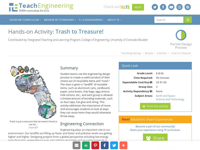 Teach Engineering: Trash to Treasure! Activity Teach Engineering: Trash to Treasure! Activity