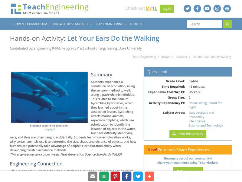 Teach Engineering: Let Your Ears Do the Walking Activity Teach Engineering: Let Your Ears Do the Walking Activity