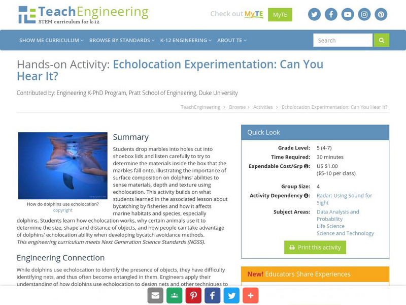 Teach Engineering: Can You Hear It? Activity Teach Engineering: Can You Hear It? Activity