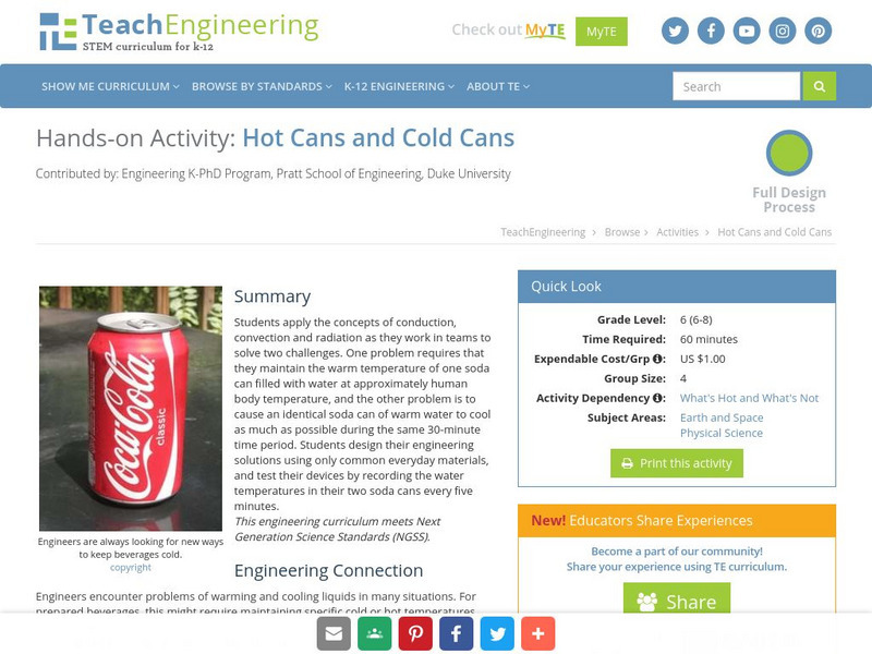 Teach Engineering: Hot Cans and Cold Cans Activity Teach Engineering: Hot Cans and Cold Cans Activity