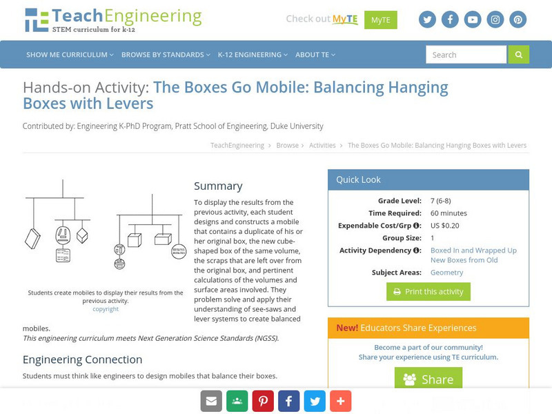 Teach Engineering: The Boxes Go Mobile Activity Teach Engineering: The Boxes Go Mobile Activity