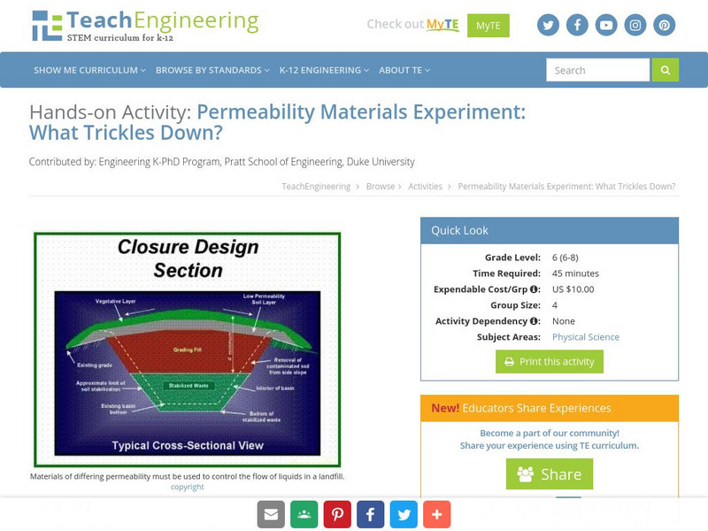 Teach Engineering: What Trickles Down? Activity Teach Engineering: What Trickles Down? Activity