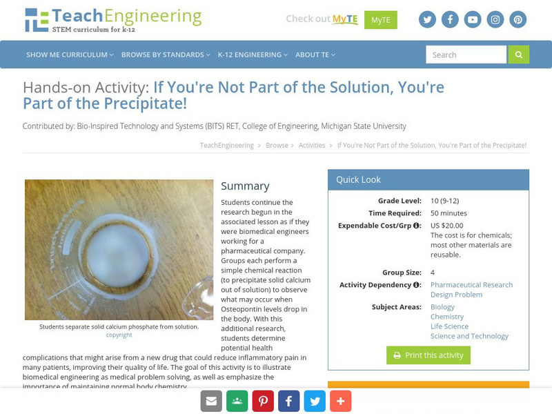 Teach Engineering: If You're Not Part of the Solution! Activity Teach Engineering: If You're Not Part of the Solution! Activity