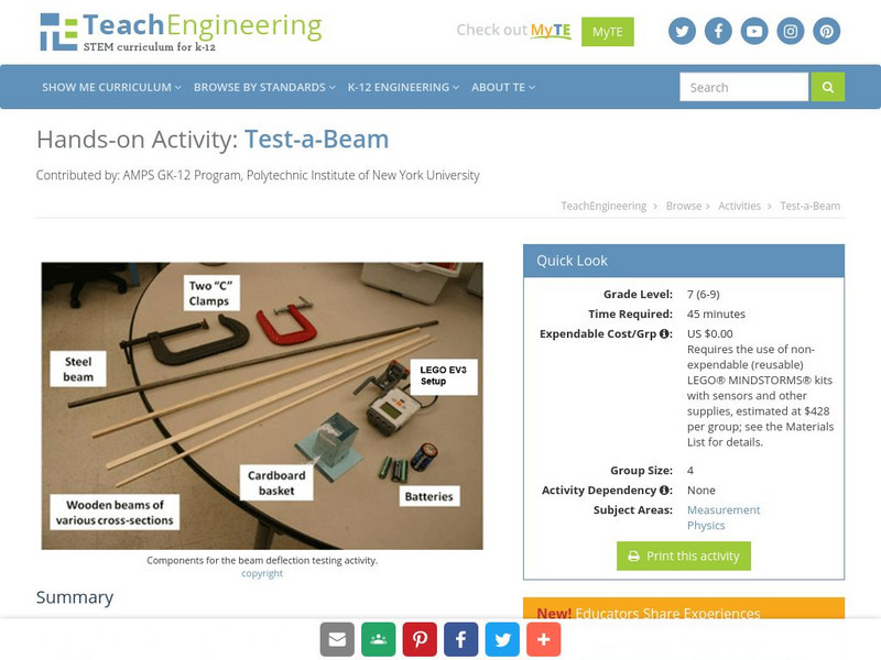 Teach Engineering: Test a Beam Activity Teach Engineering: Test a Beam Activity