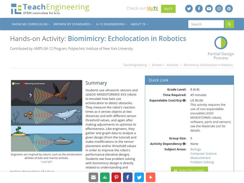 Teach Engineering: Biomimicry: Echolocation in Robotics Activity