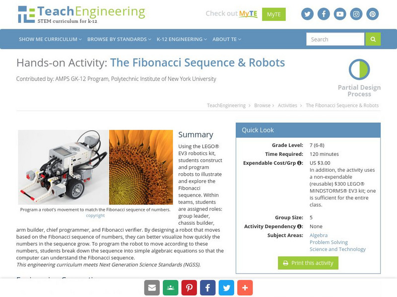 Teach Engineering: The Fibonacci Sequence & Robots Activity Teach Engineering: The Fibonacci Sequence & Robots Activity